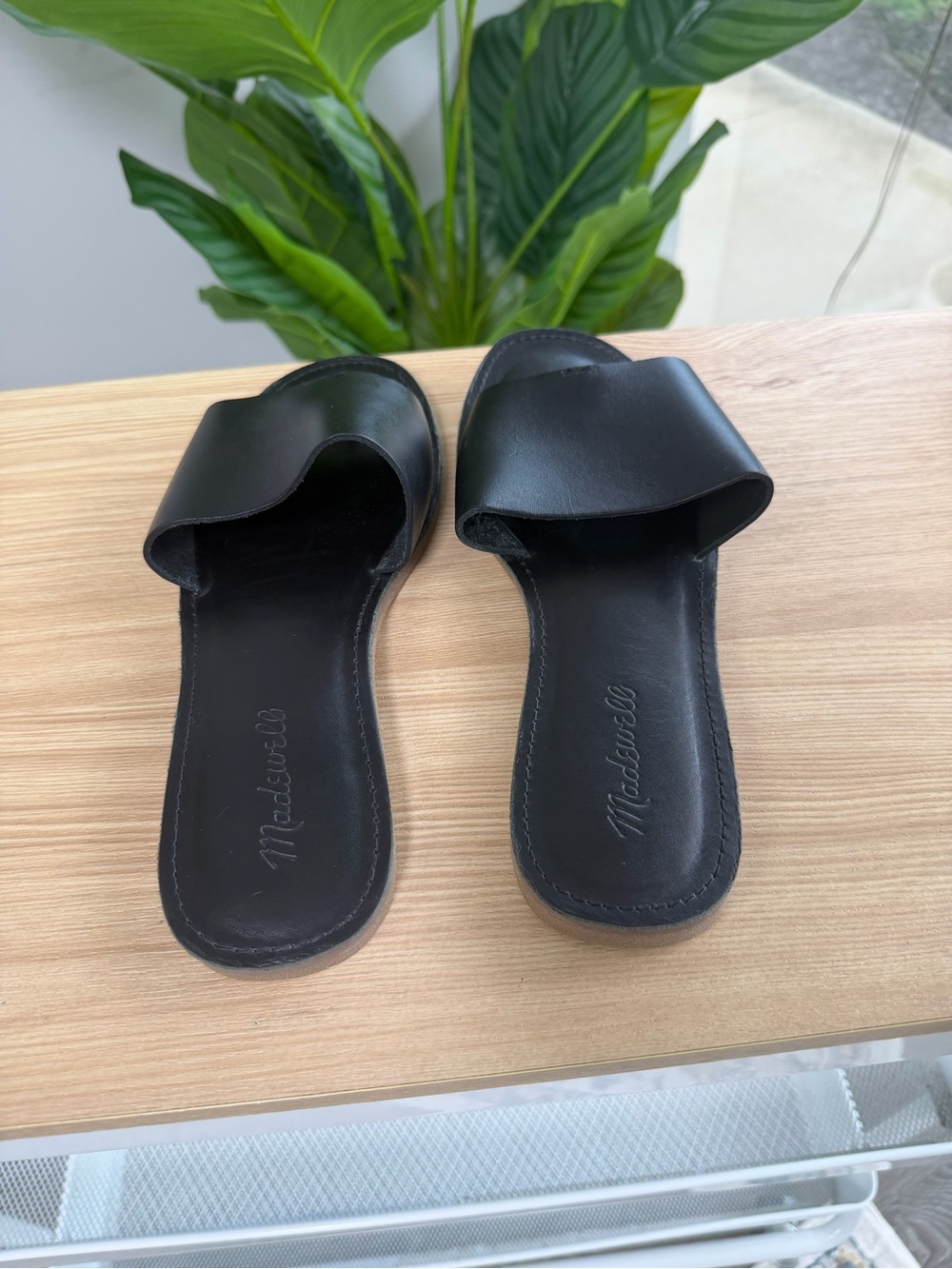 NWOT Madewell The Boardwalk Post Slide Sandal Black Leather Sz 8.5 - Picture 5 of 8